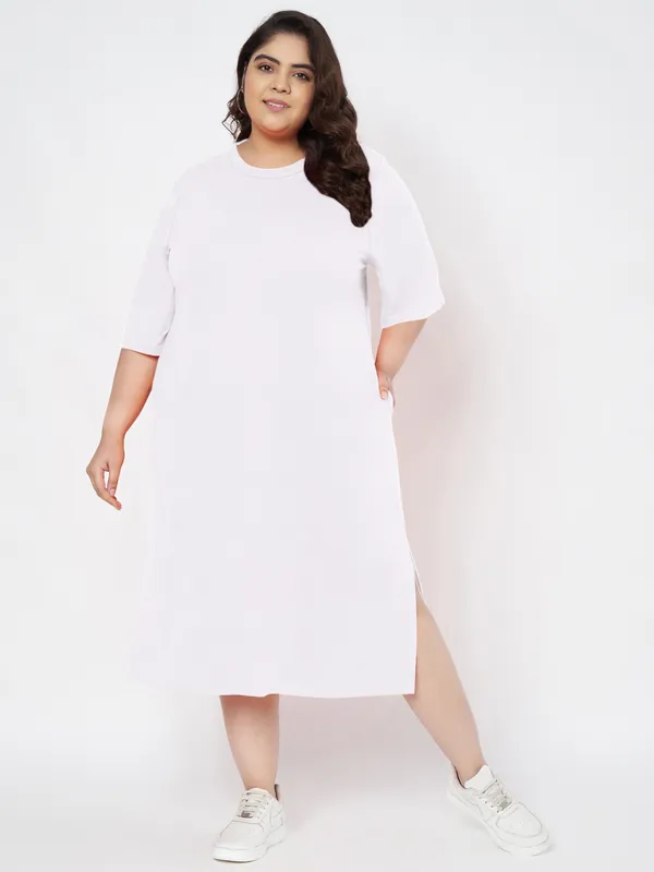 White_Cotton_Blend_Single_Jersey_Dresses
