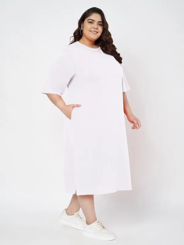 White_Cotton_Blend_Single_Jersey_Dresses