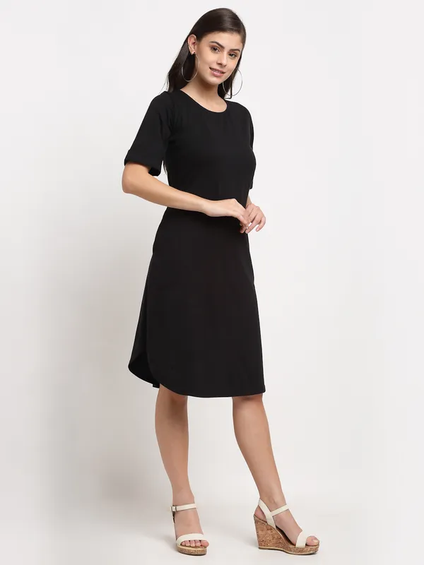 Purple_Solid_Pure_Cotton_A-Line_Midi_Dress