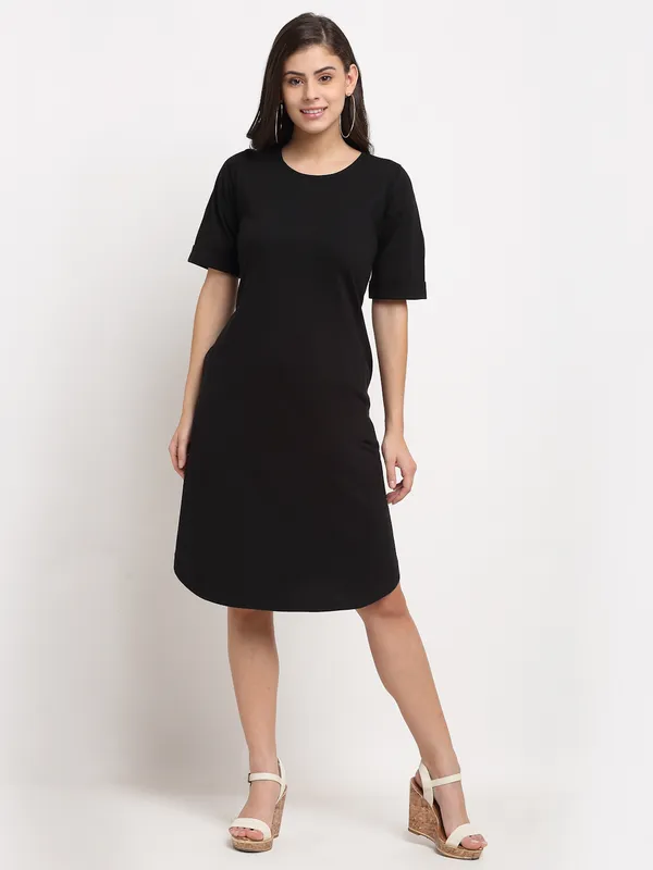 Purple_Solid_Pure_Cotton_A-Line_Midi_Dress