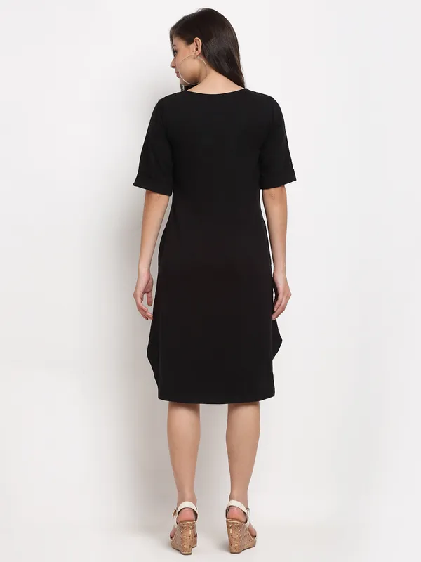 Purple_Solid_Pure_Cotton_A-Line_Midi_Dress