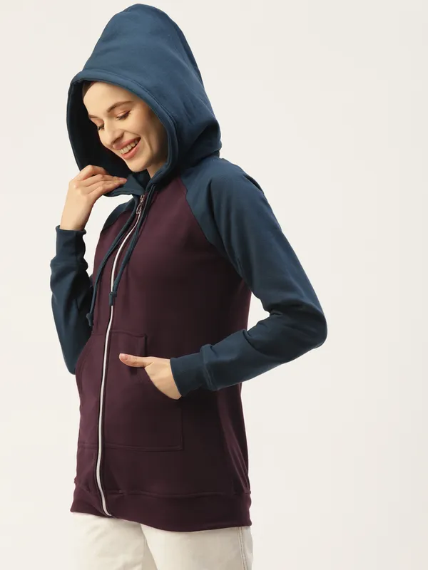 BRINNS_Women_Teal_Blue_Colourblocked_Hooded_Sweatshirt