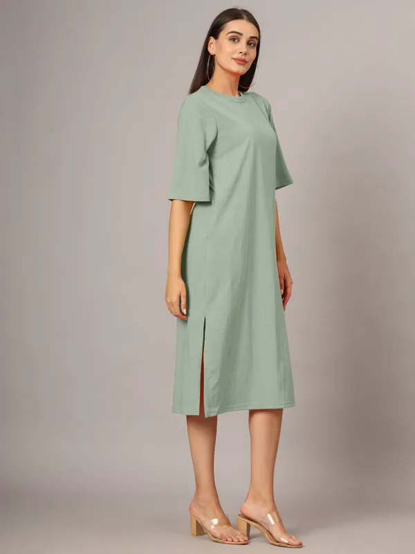 Sagegreen_Cotton_Blend_Single_Jersey_Dresses