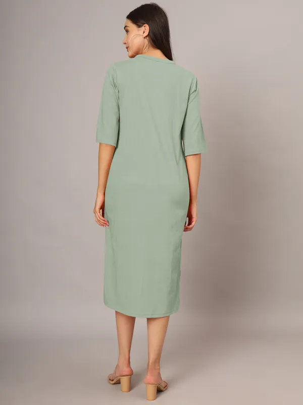 Sagegreen_Cotton_Blend_Single_Jersey_Dresses