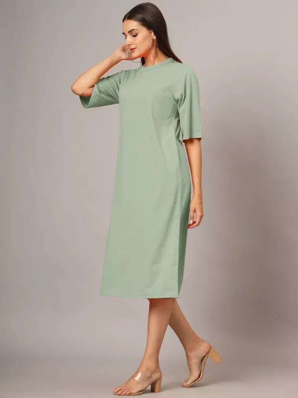 Sagegreen_Cotton_Blend_Single_Jersey_Dresses