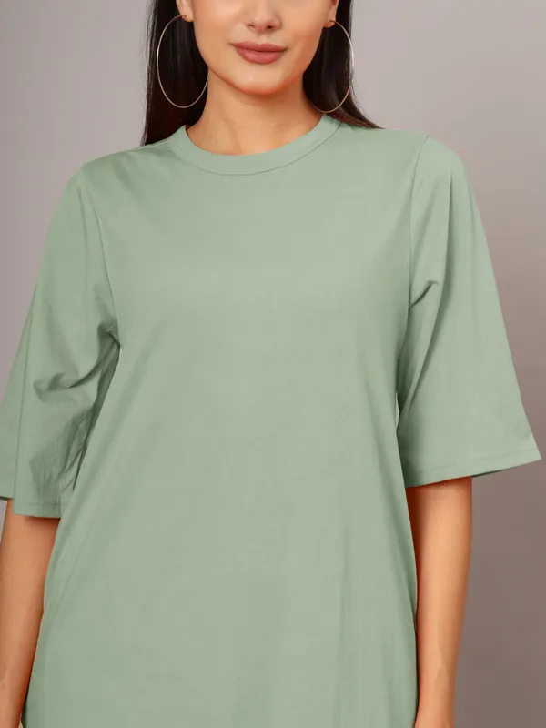 Sagegreen_Cotton_Blend_Single_Jersey_Dresses