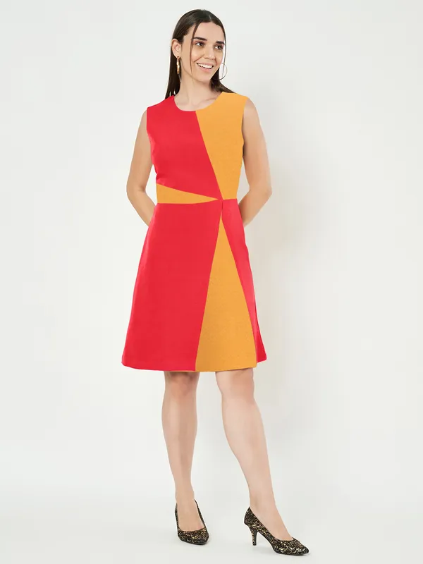 BRINNS_Women_Colourblocked_A-Line_Dress