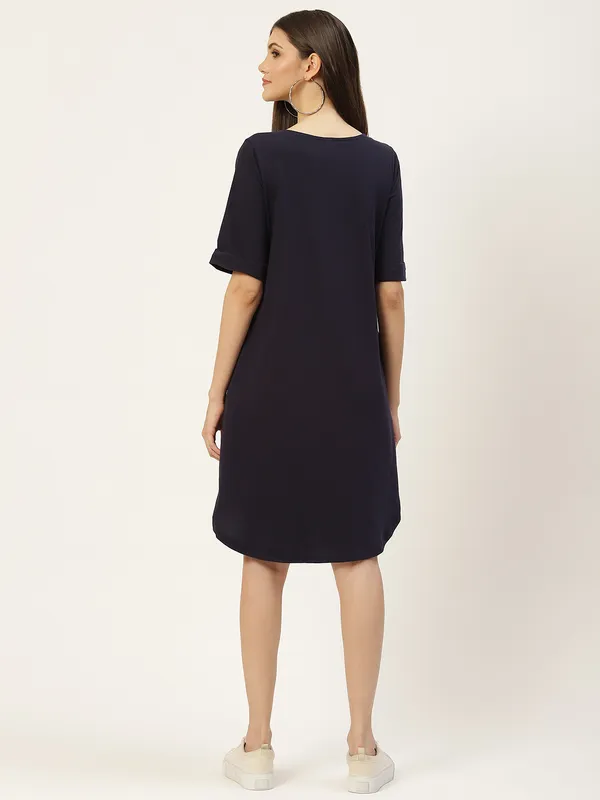 BRINNS_Purple_Solid_Pure_Cotton_A-Line_Midi_Dress