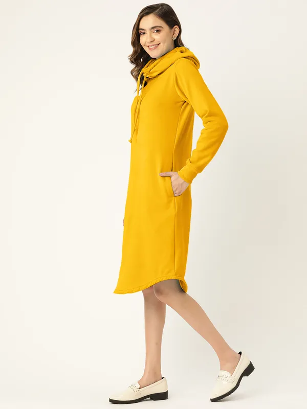 Mustard_Cotton_Blend_Single_Jersey_Dresses_For_Women