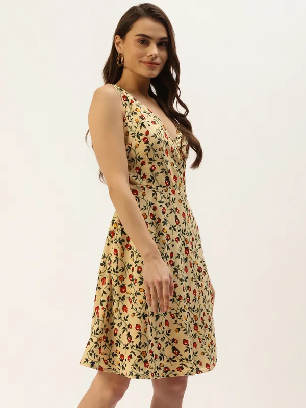 Beige_Polyester_Print_Dresses_For_Women