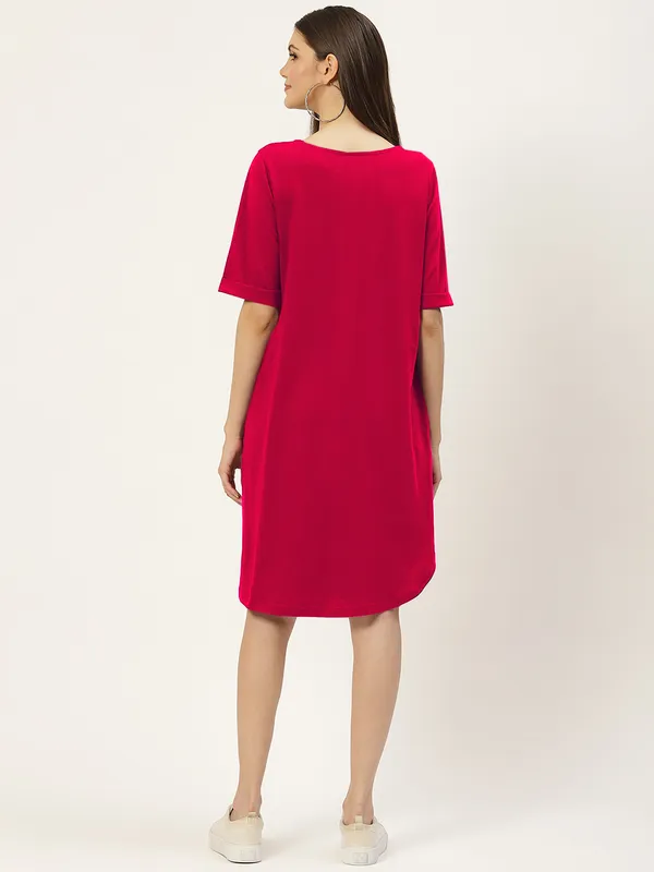 BRINNS_Purple_Solid_Pure_Cotton_A-Line_Midi_Dress