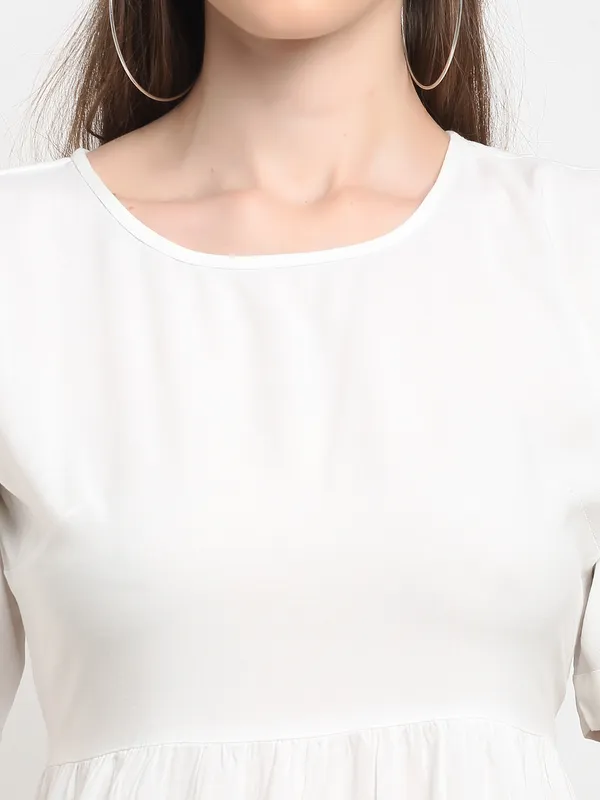 White_Rayon_Solid_Dresses