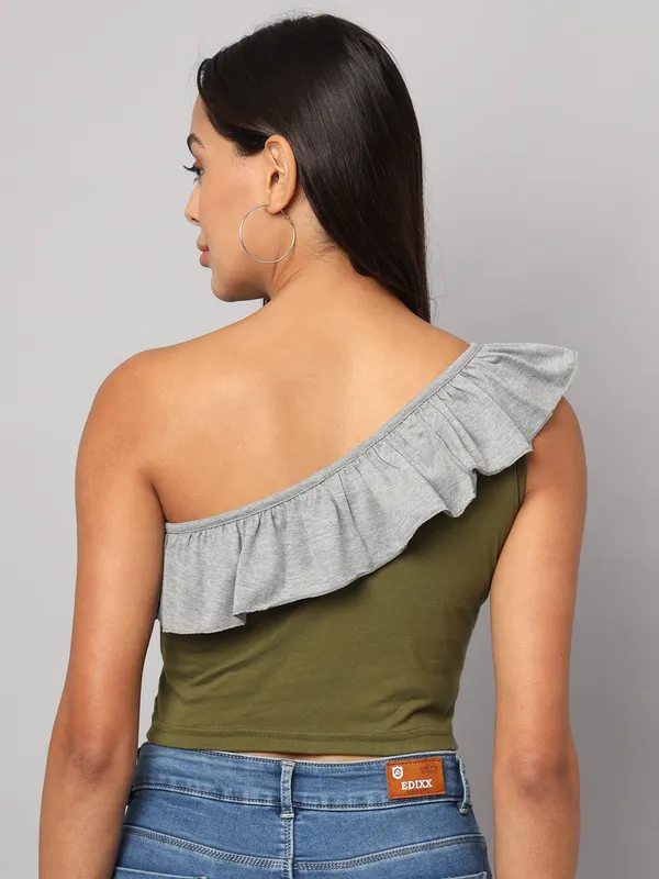 Olivegrey_Cotton_Blend_Single_Jersey_Tops