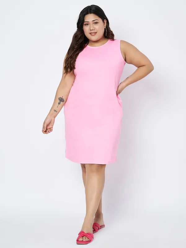 BRINNS_White_Solid_Pure_Cotton_A-Line_Midi_Dress