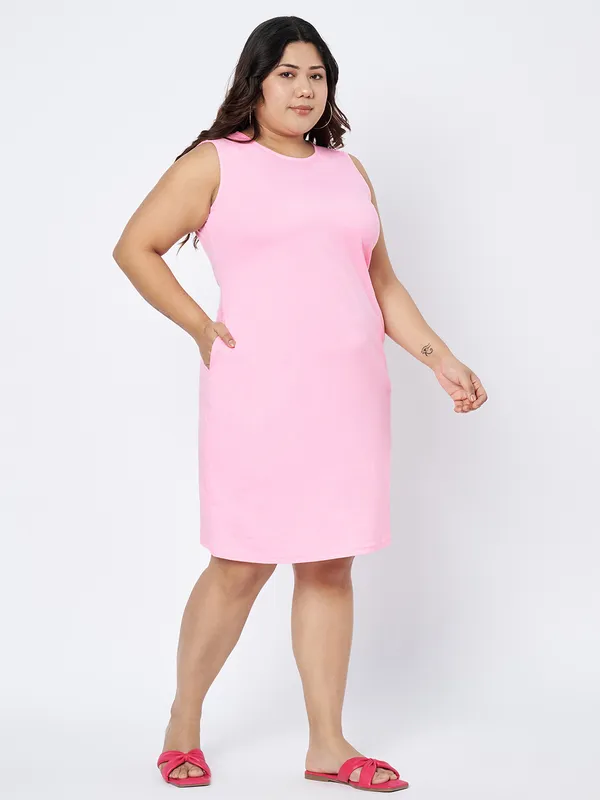 BRINNS_White_Solid_Pure_Cotton_A-Line_Midi_Dress