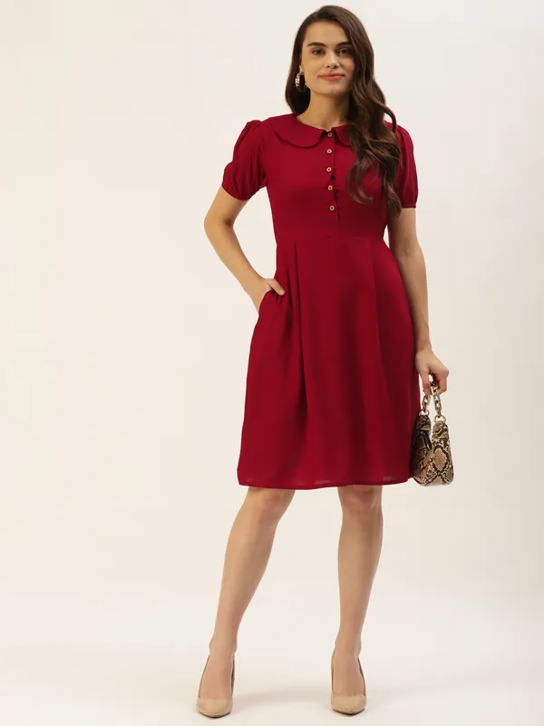 Maroon_Rayon_Solid_Dresses