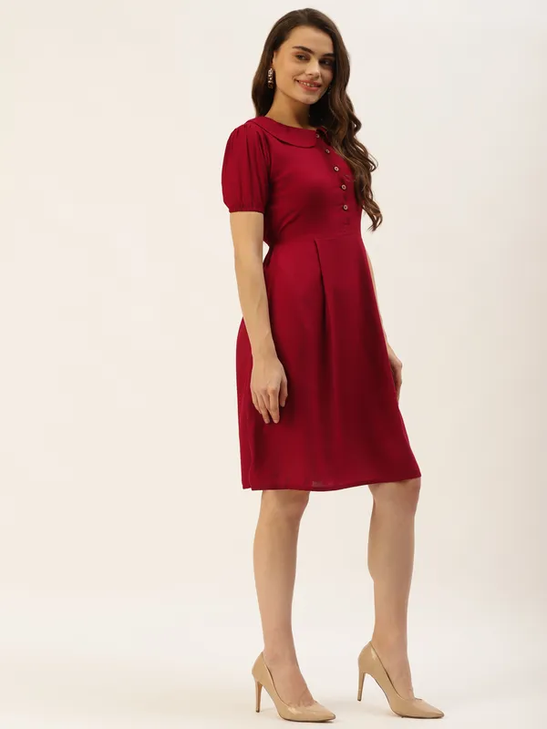 Maroon_Rayon_Solid_Dresses