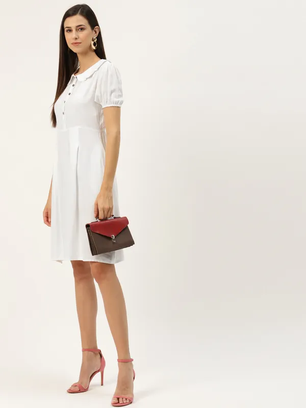 White_Rayon_Solid_Dresses