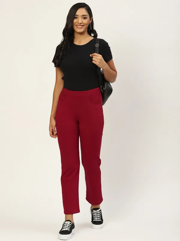 Maroon_Cotton_Loop_Teri_Trousers