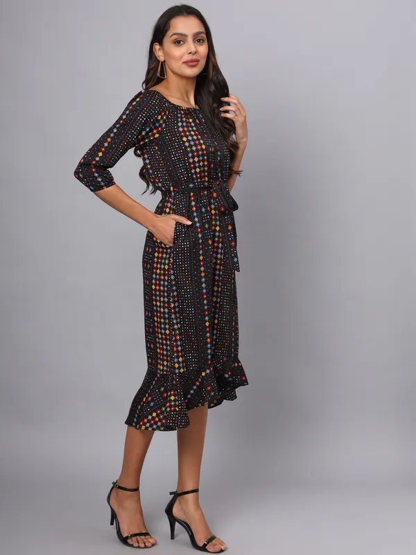 Multi_Print_Polyester_Print_Dresses
