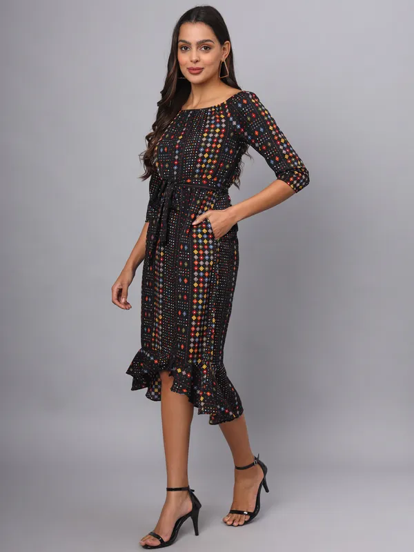 Multi_Print_Polyester_Print_Dresses
