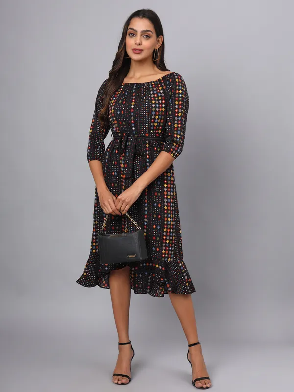 Multi_Print_Polyester_Print_Dresses