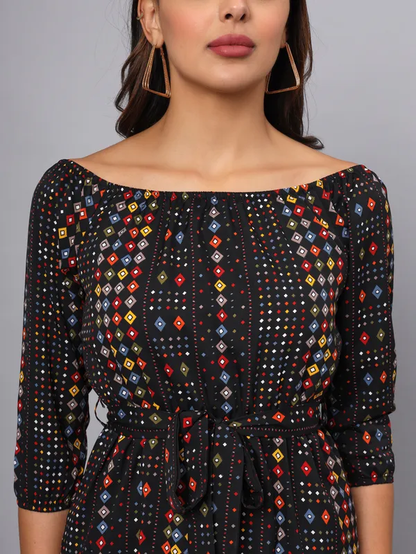 Multi_Print_Polyester_Print_Dresses