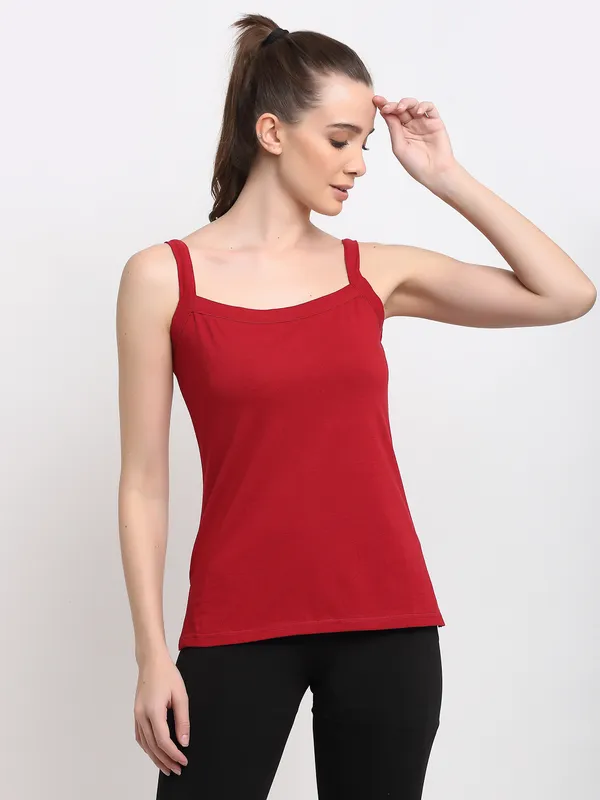 Maroon_Cotton_Lycra_Camisoles