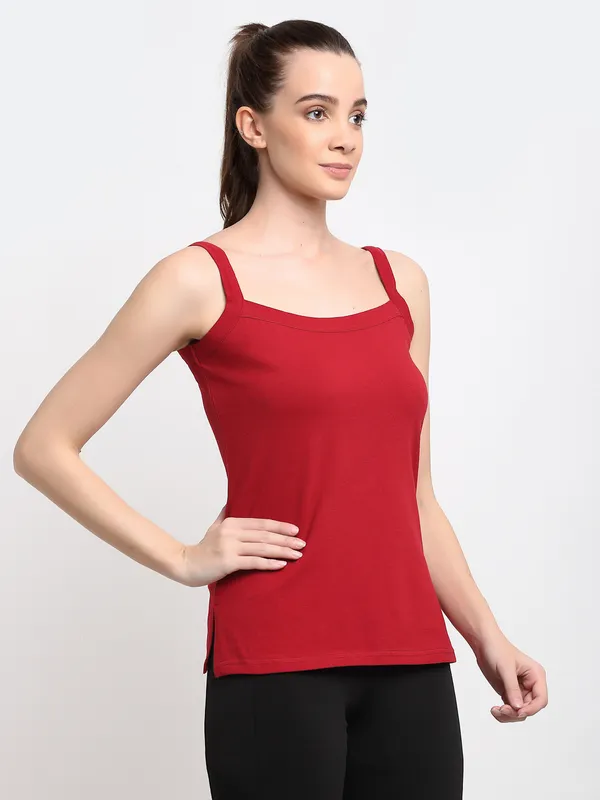 Maroon_Cotton_Lycra_Camisoles