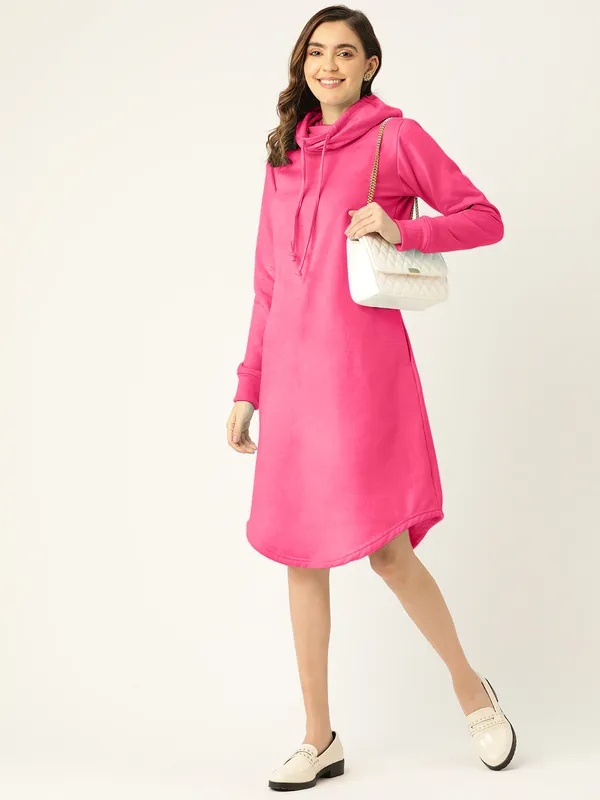 Magenta_Cotton_Blend_Single_Jersey_Dresses_For_Women