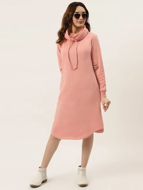 BRINNS_Plus_Size_Hooded_Cowl_Neck_Cuffed_Sleeves_Jumper_Dress