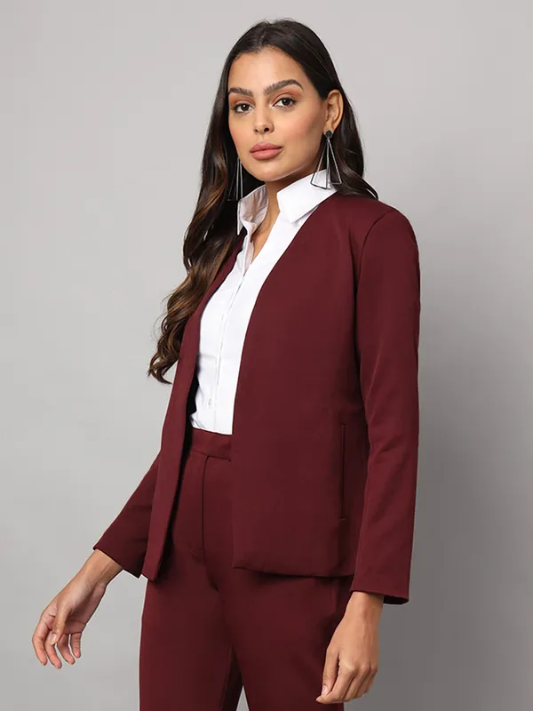 Burgundy_Polyester_Lycra_Blazers