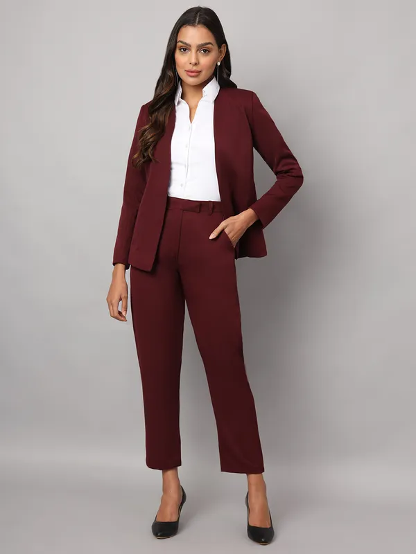 Burgundy_Polyester_Lycra_Blazers
