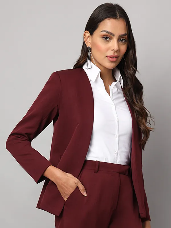Burgundy_Polyester_Lycra_Blazers