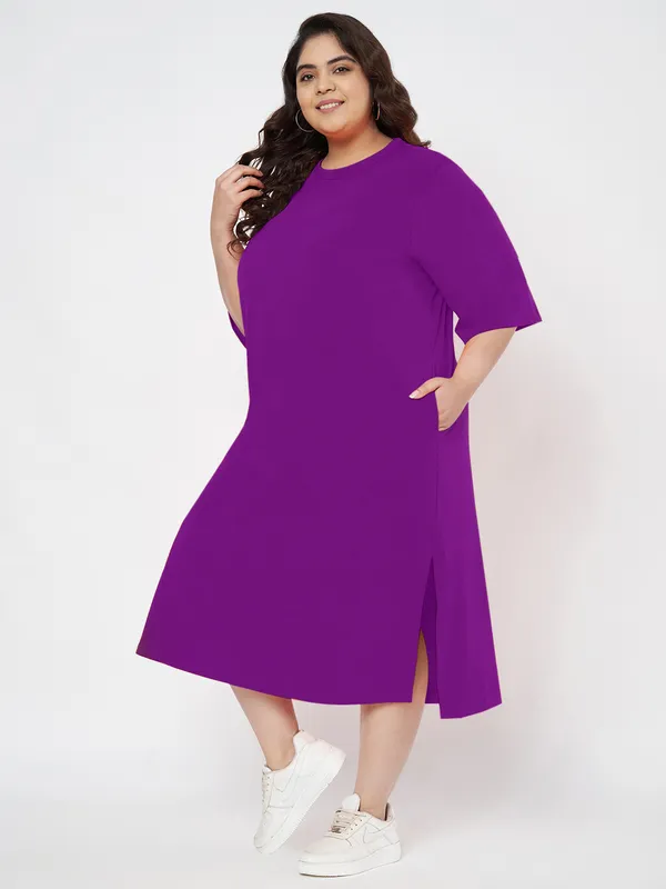 Purple_Cotton_Blend_Single_Jersey_Dresses