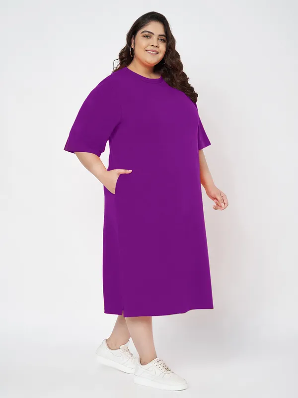Purple_Cotton_Blend_Single_Jersey_Dresses