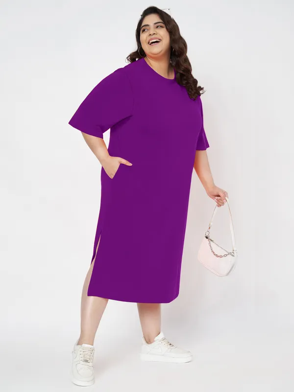 Purple_Cotton_Blend_Single_Jersey_Dresses