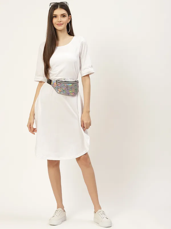 BRINNS_Purple_Solid_Pure_Cotton_A-Line_Midi_Dress