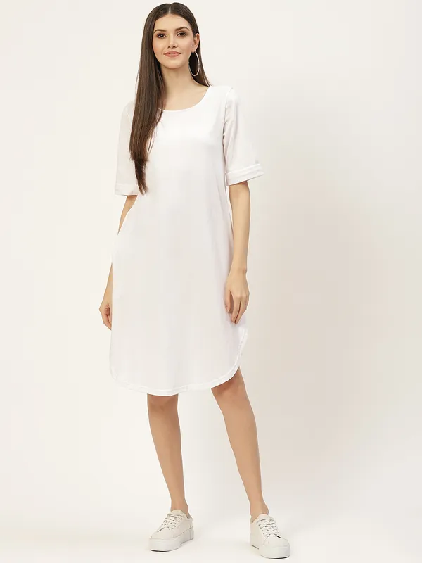 BRINNS_Purple_Solid_Pure_Cotton_A-Line_Midi_Dress