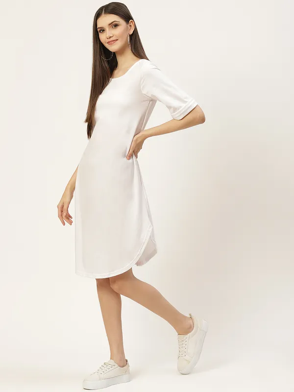 BRINNS_Purple_Solid_Pure_Cotton_A-Line_Midi_Dress