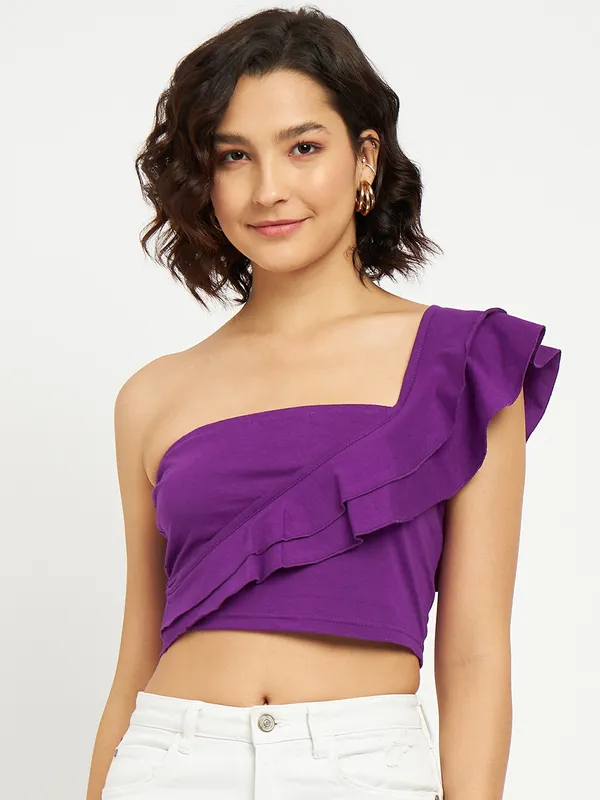 BRINNS_Pure_Cotton_One_Shoulder_Fitted_Crop_Top
