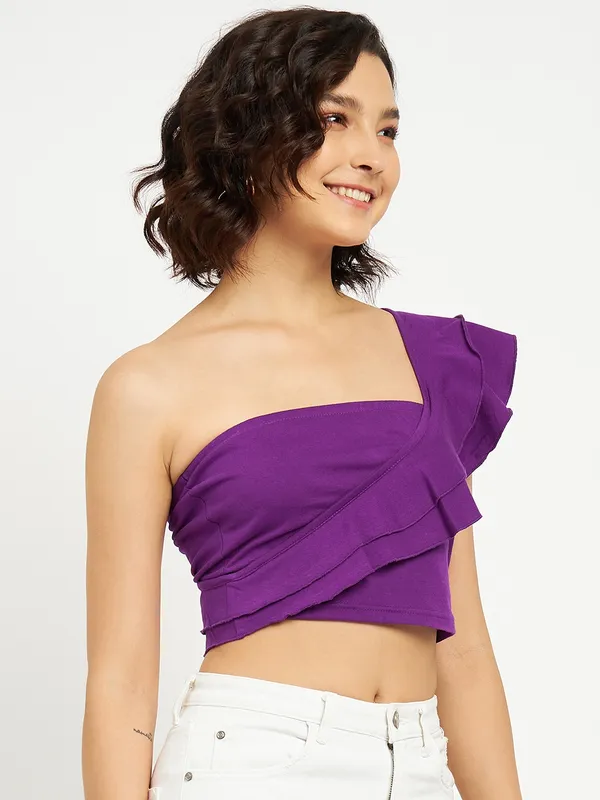 BRINNS_Pure_Cotton_One_Shoulder_Fitted_Crop_Top