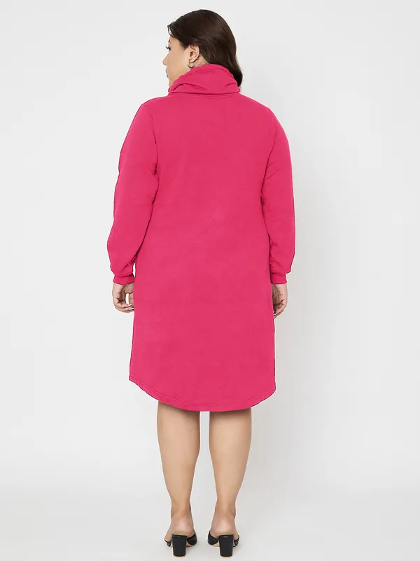 Plus_Size_Hooded_Cowl_Neck_Cuffed_Sleeves_Jumper_Dress