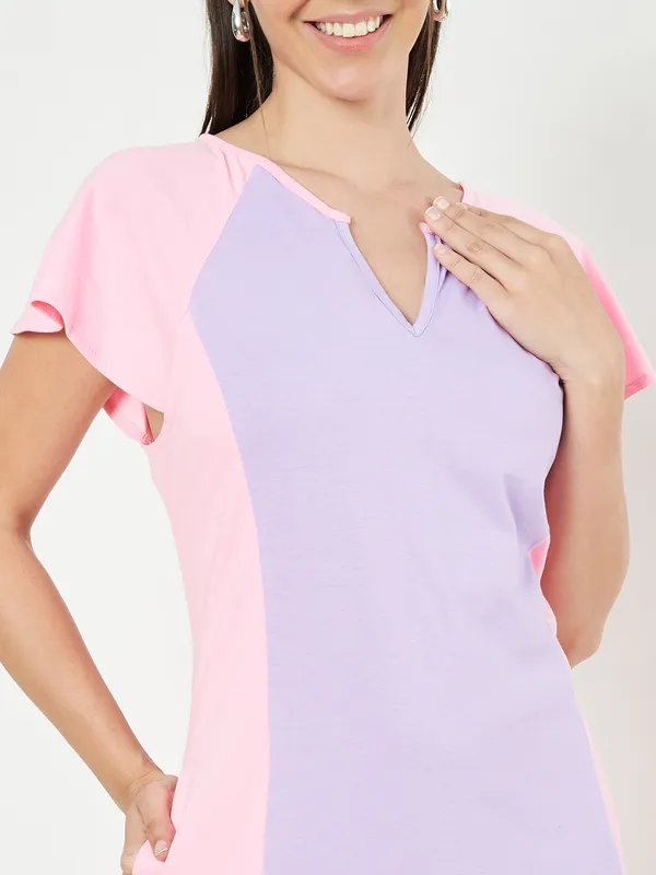 BRINNS_Women_Colourblocked_Cotton_V-neck_Knee_Length_A-Line_Dress