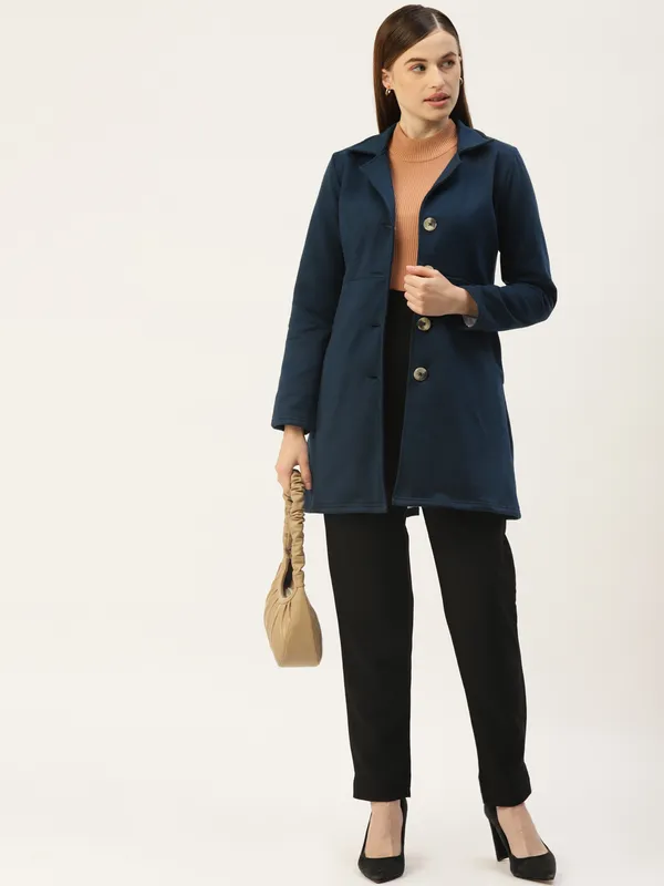 BRINNS_Women_Teal_Fleece_Longline_Princess_Coat