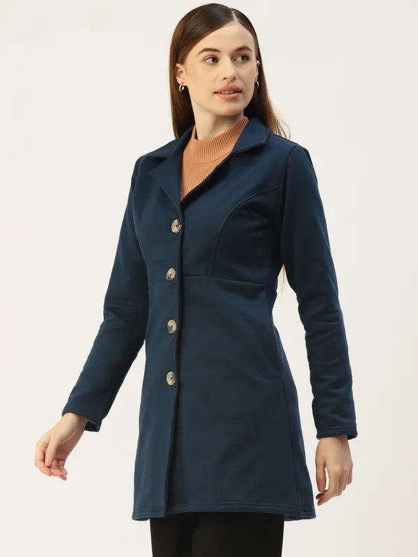BRINNS_Women_Teal_Fleece_Longline_Princess_Coat