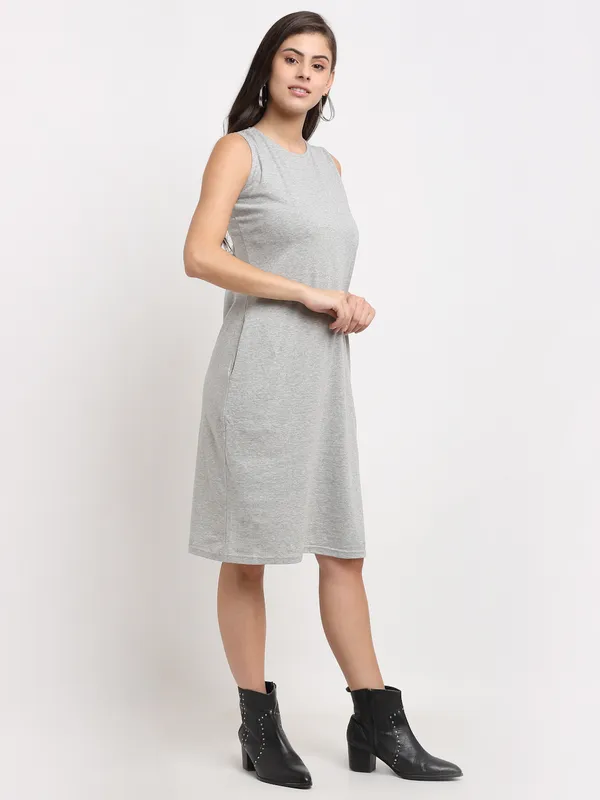BRINNS_White_Solid_Pure_Cotton_A-Line_Midi_Dress