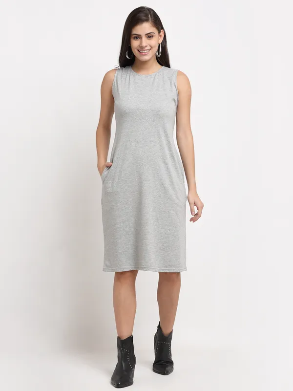 BRINNS_White_Solid_Pure_Cotton_A-Line_Midi_Dress