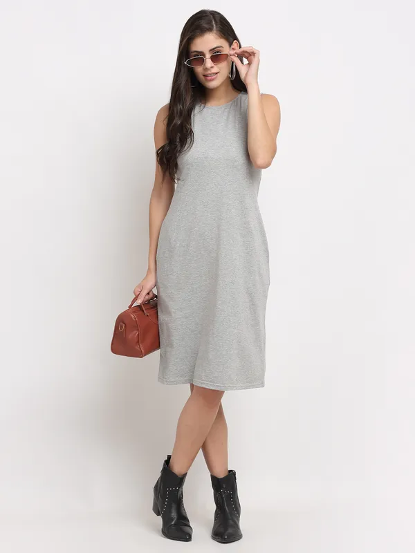 BRINNS_White_Solid_Pure_Cotton_A-Line_Midi_Dress
