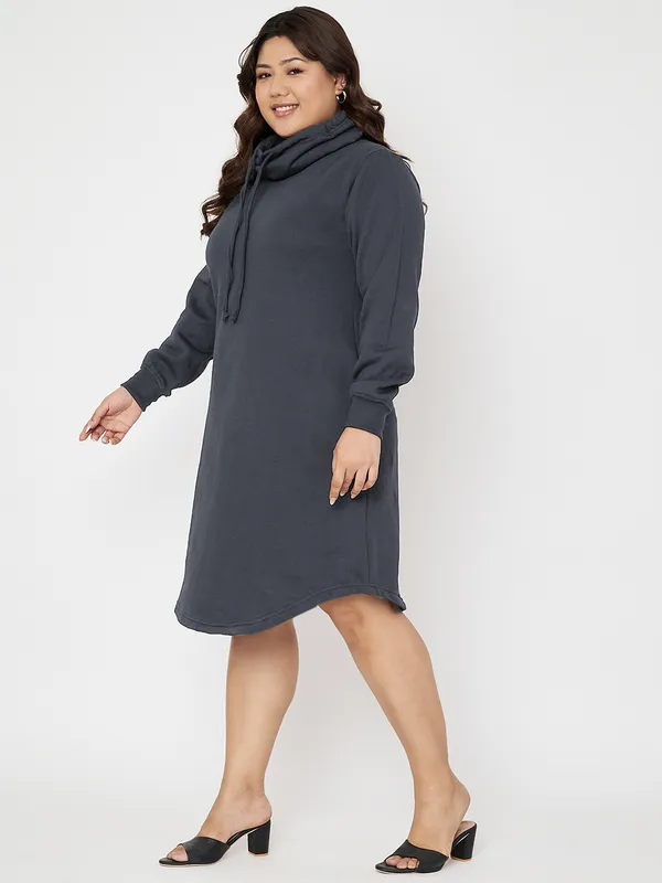 Plus_Size_Hooded_Cowl_Neck_Cuffed_Sleeves_Jumper_Dress